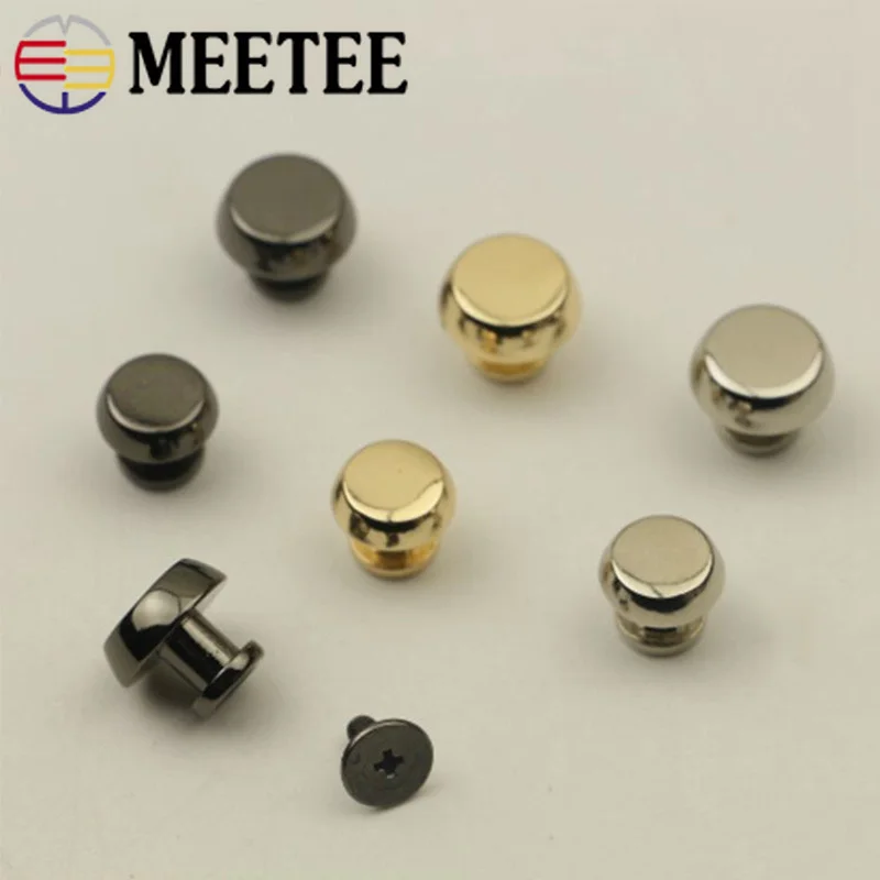 

10Pcs Metal Nail Rivets Screw For Bags Handbag Stud-bottom Embellishments Studs Buttons Metal Snap Hooks DIY Leather Craft BF115