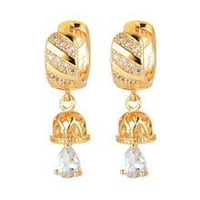 Дизайн золотой цвет AAA+ CZ серьги-кольца для женщин колокольчик Свадебные обручальные Вечерние