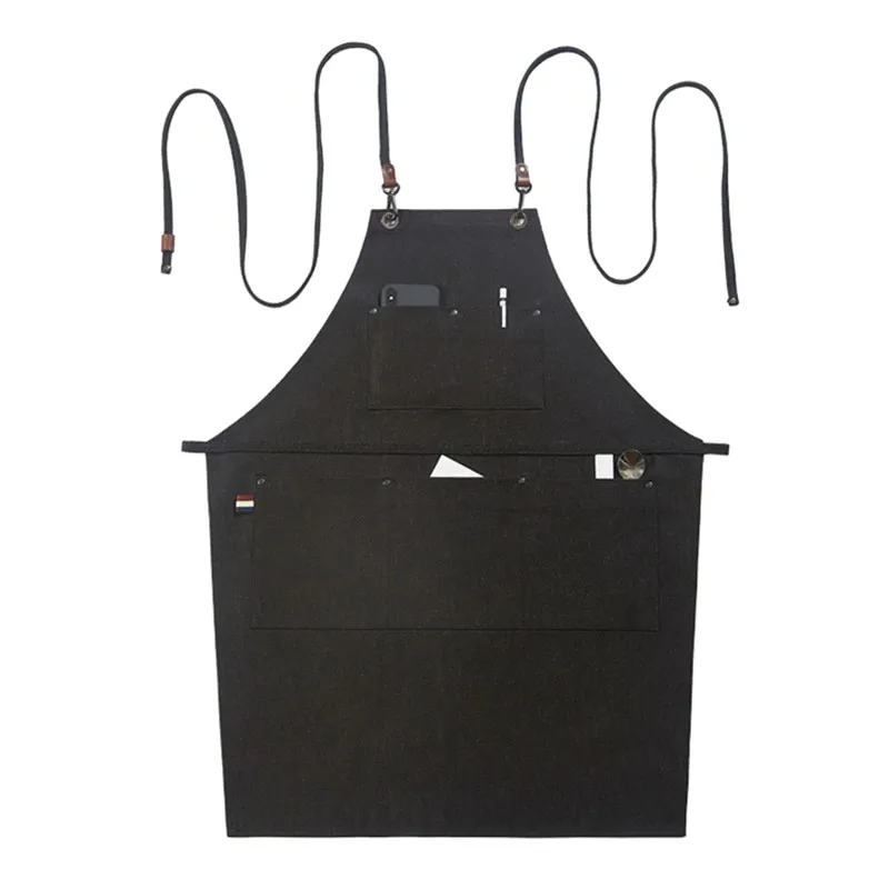 Black Gray Denim Apron D96-1