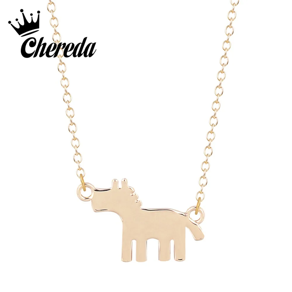 

Chereda Cartoon Horse Fashion Chain Necklace for Girl Simple Party Jewelry Female Anniversary Gift