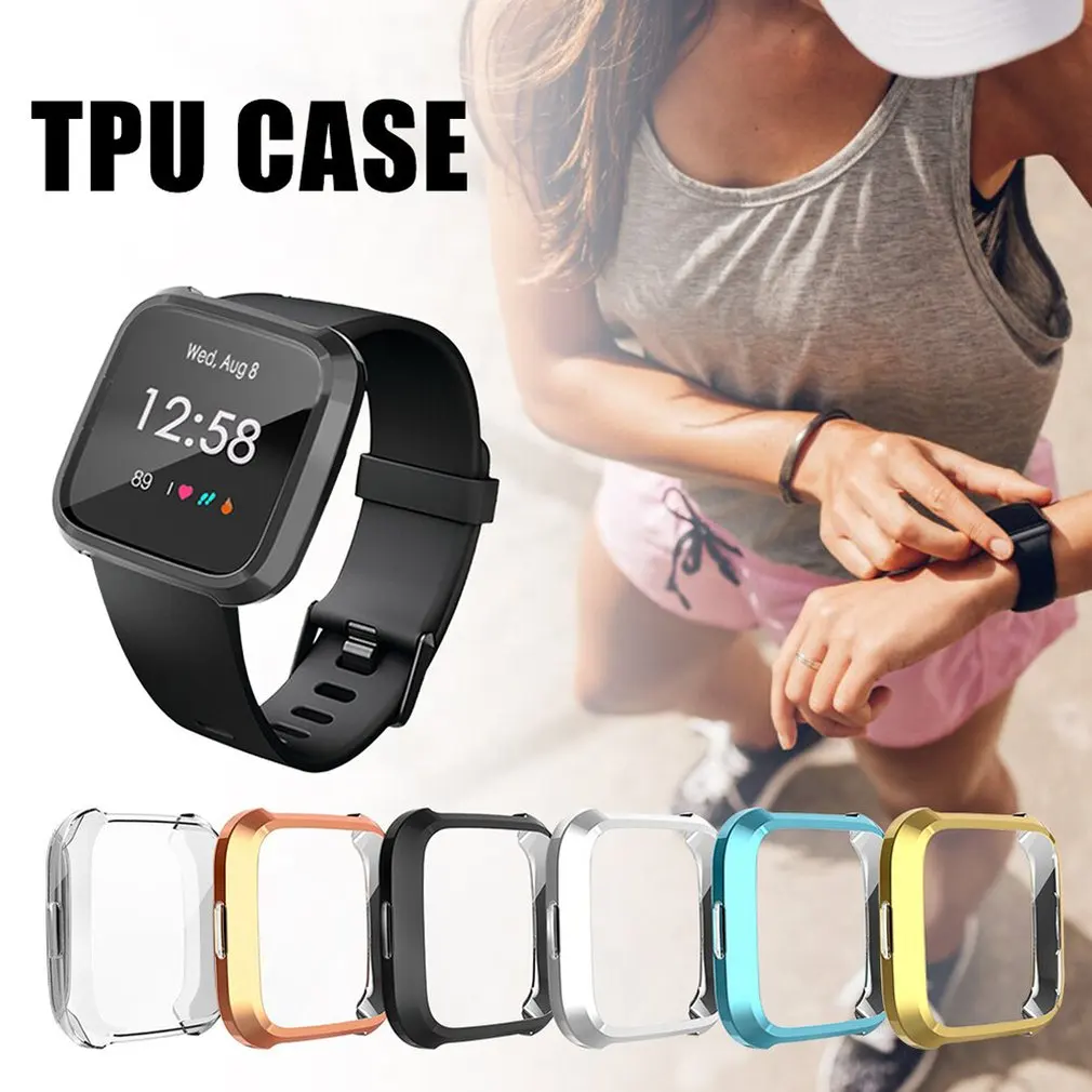 

For Fitbit Versa Lite Watch Protective Shell Plating Silicon Shell Rubber Anti-Fall Sleeve Tpu Delicate Protective Shell