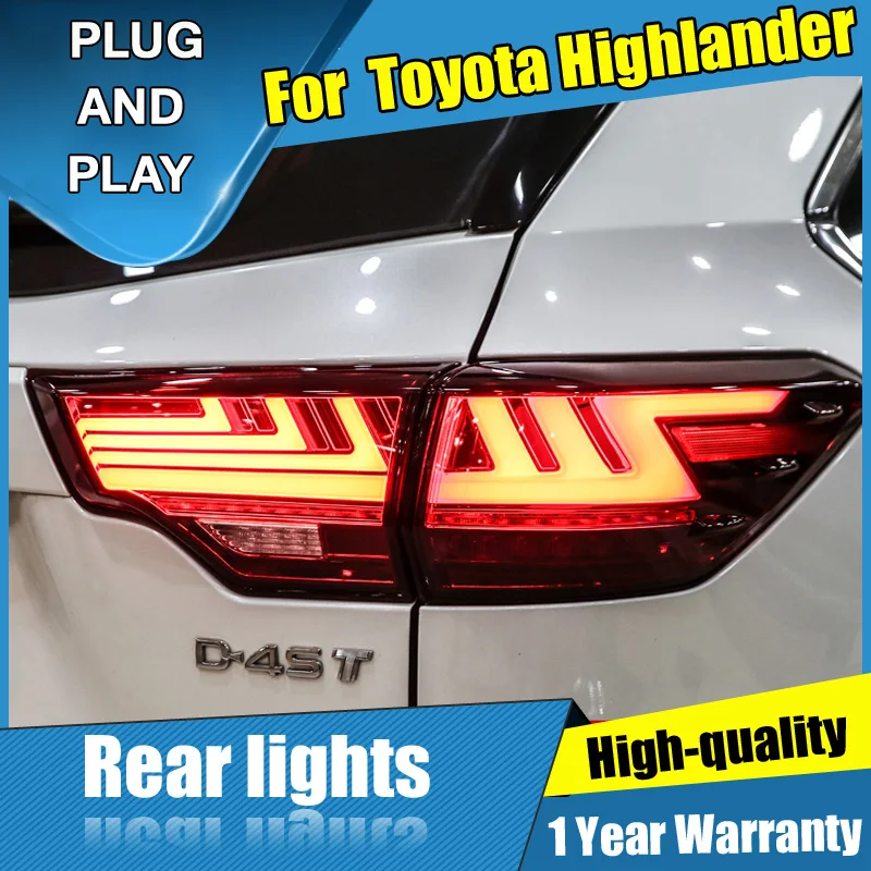 4PCS Car Styling for Toyota Highlander Taillights 2014-2018 LED Tail Lamp+Turn Signal+Brake+Reverse light | Автомобили и