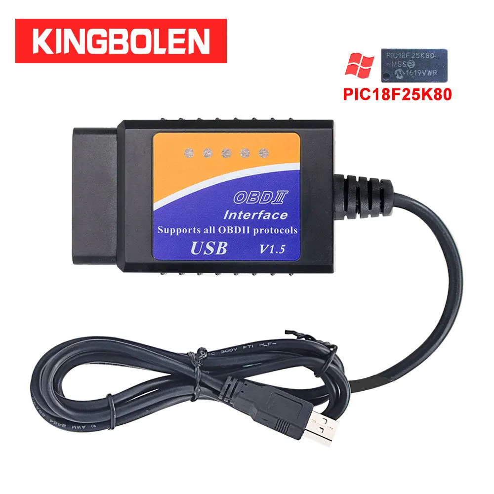 

ELM327 USB V1.5 Scanner interface PIC18F25K80 Chip OBDII Auto Code Reader OBD2 Car Diagnostic tool ELM 327 J1850 Diagnostic tool