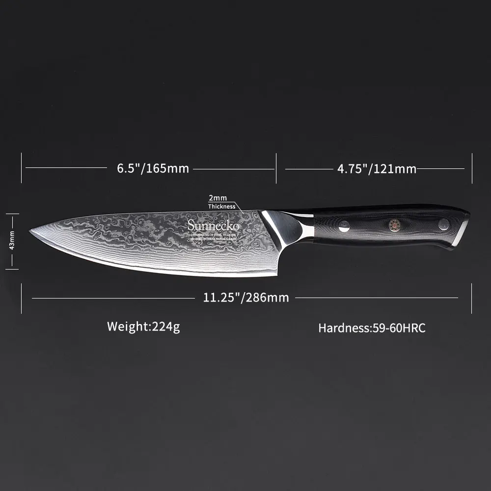 SUNNECKO Премиум 6,5 дюймов нож шеф-повара Дамасская сталь кухонные ножи японский VG10 лезвие ядра G10 ручка нож для резки мяса фруктов инструмент