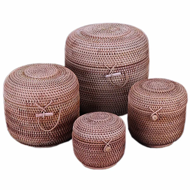 

Rattan Weave Storage Gift Wooden Box Handmade Organizer Kitchen Breathable Cans For Bulk Products Banks Jars Jug Wicker Chest