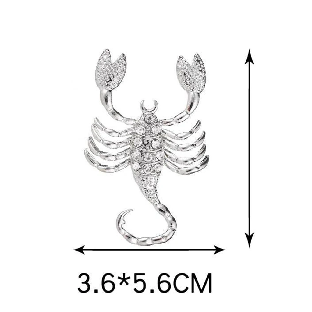 Silver Rhinestone Scorpion Animal Design Pin Brooch Charms Jewelry Badge Costume Party Ornaments