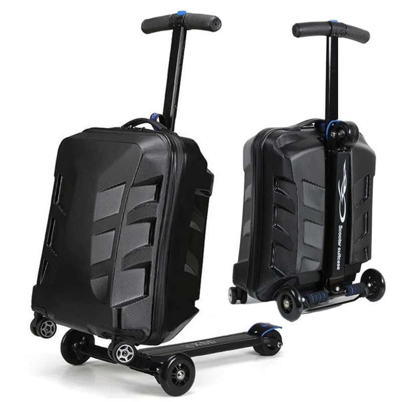 21 inch Fashion Scooter Rolling Luggage ABS Trunk Suitcase Men Travel Bag Boarding Bag Aluminum alloy Rod Trolley Student Card