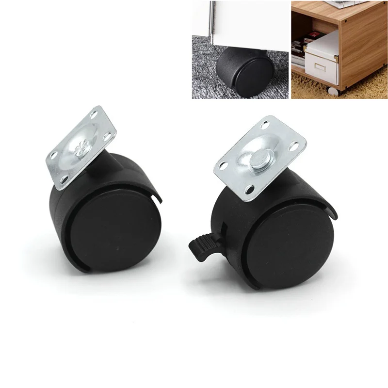 

1 Set 2 Inch Flat Rotating Furniture Wheel with Brake Metal Rubber Wheels for Office Chairs Luggage Grocery Cart Casters