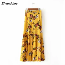 Efvandoloe Boho Юбки Женская Faldas Jupe Femme печатных чешские Макси Длинная юбка