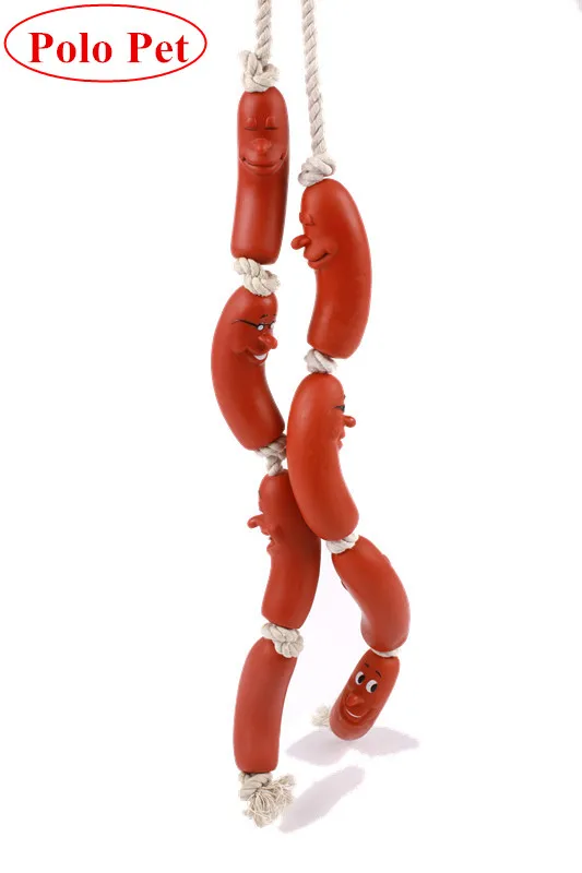 

Free Shipping High Quality Plastic and Cotton Rope 4 In One sausage dog toy