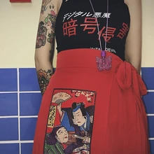 Китайский Ветер Ретро Винтаж Японский Туку девушка красный половина длины короткие юбки