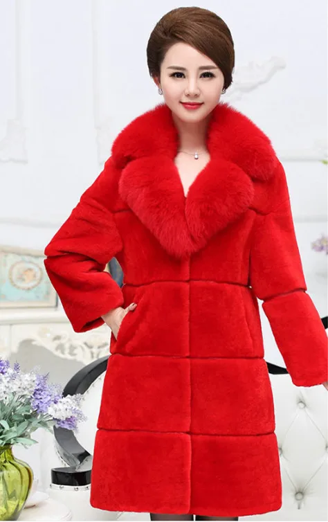 

Winter Special Clearance New Cashmere Lady Fur Coat Long Slim Solid Color Faux Lamb Fur Outwear Plus Size 3XL