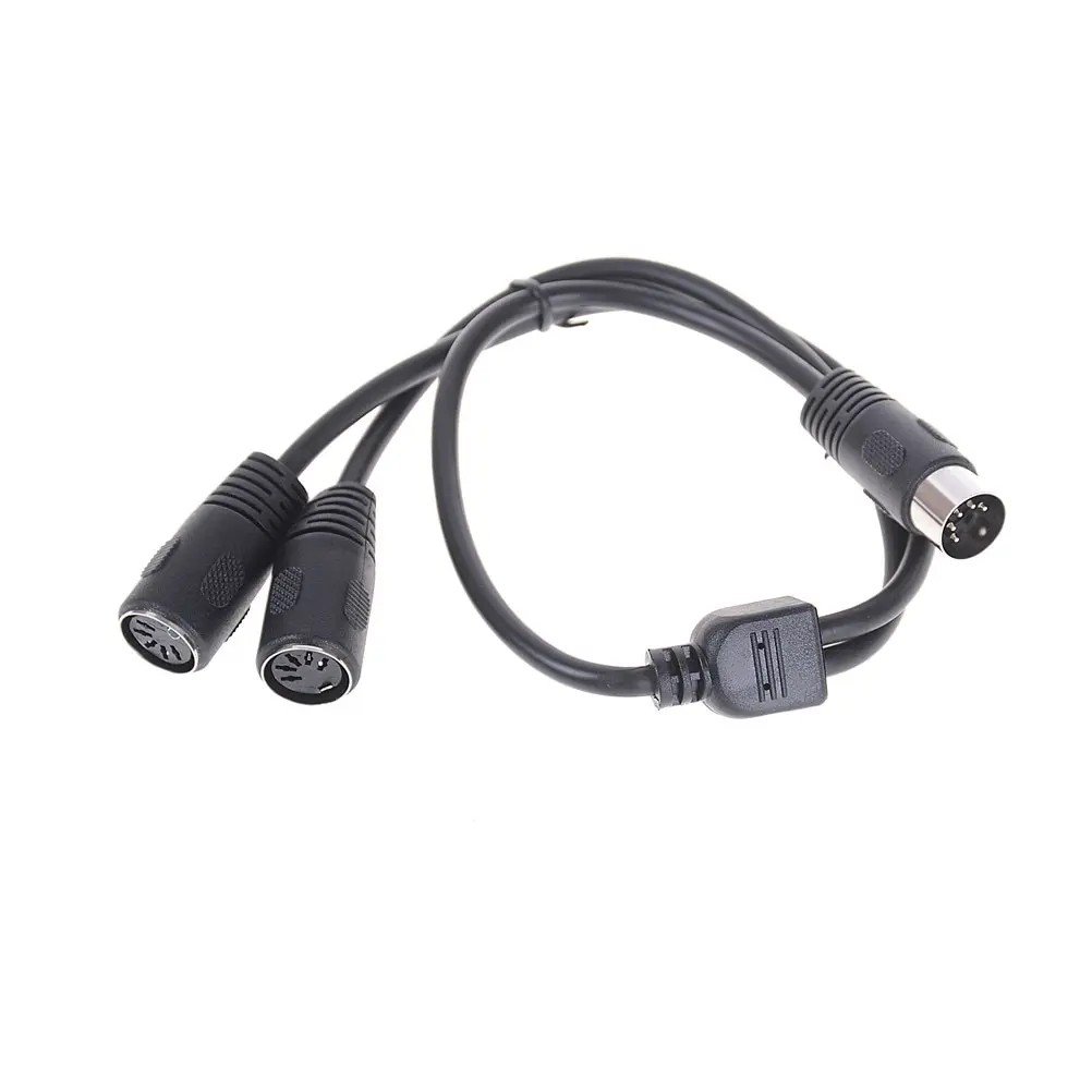 

50cm 1pc 5 PIN MIDI DIN 1 Male Plug To 2x Female Socket Y Splitter Adapter Cable