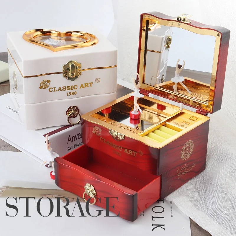 Caja de música con tema clásico de Ballet rotativo Castillo en el cielo, reloj y caja de joyería chica mano manivela AGENCIA DE MÚSICA regalo