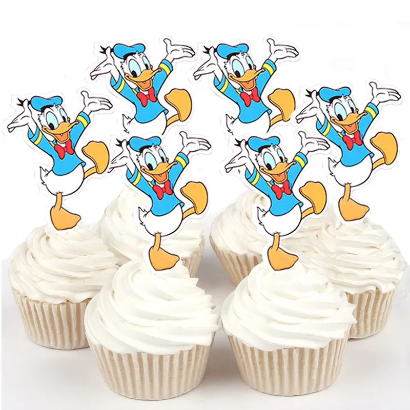 

50pcs Dancing Donald Daisy Duck Sophia Winnie the pooh Paper Cupcake topper for cake decoration birthday wedding party suppliers