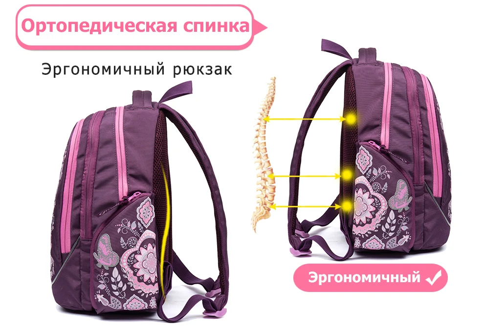 Гризли Мода Детские рюкзаки школьные сумки для девочек водостойкий и ортопедический молния сумки для начальной школы для класса 1-5