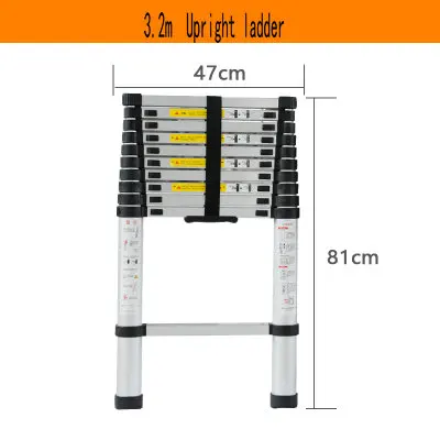 3,2 м Выдвижная складная алюминиевая вертикальная лестница, многоцелевая домашняя/библиотечная/Инженерная лестница