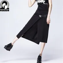 Очень крутая Летняя женская юбка черного цвета 2 комплекта юбки+ брюки женские юбки Повседневные асимметричный дизайн короткая юбка