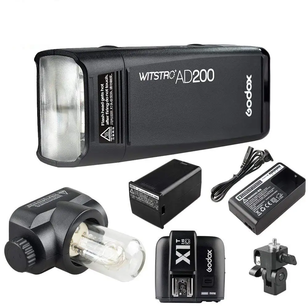 GODOX AD200 ttl 2,4G Вспышка для фотокамер Speedlite HSS 1/8000 сек карманная Вспышка speedite светильник с двумя головками 200Ws с X1T передатчик литий Батарея флэш-CD50Y