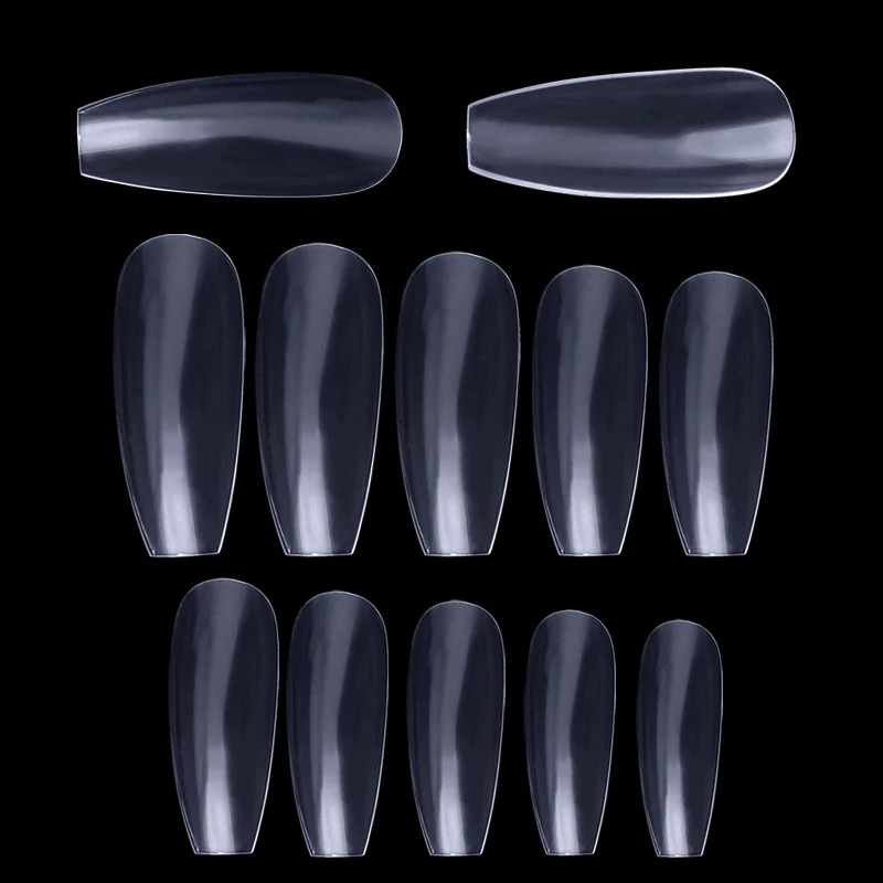 600 шт./пакет балерина для дизайна ногтей прозрачные накладные длинные кончики для дизайна ногтей плоская форма полное покрытие маникюр накладные ногти советы