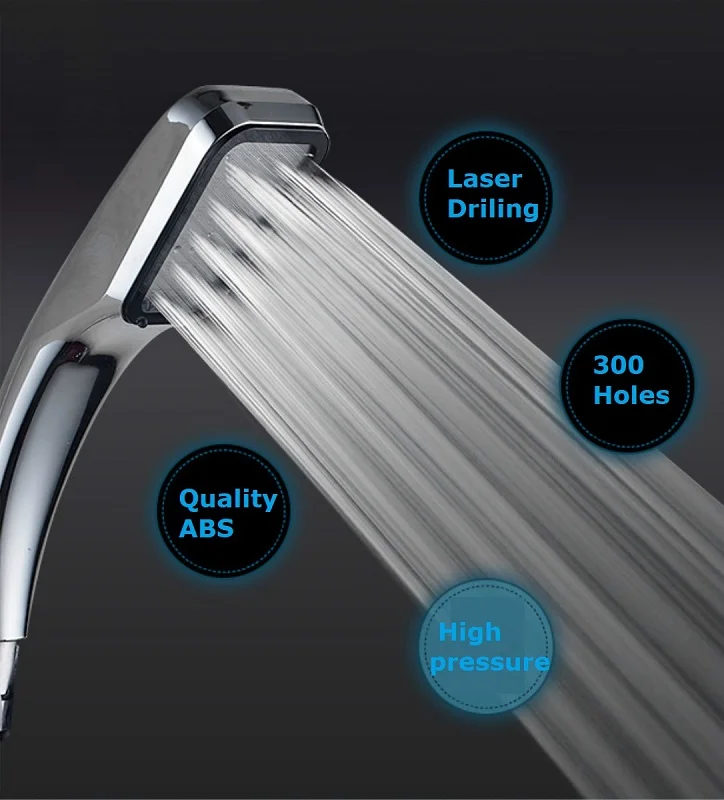 

300 hole pressurized water saving shower head Chrome-Plate Panel Streamline Water Saving Square Bathroom Cabeza De Ducha