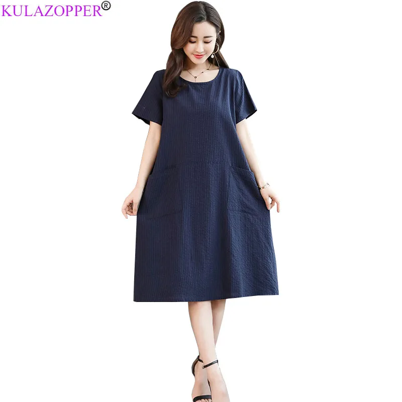 Big size Women's clothing Dress 2019 Summer Ladies Elegant Europe America Dresses Casual Loose Dresses Vestidos 5XL ZS683