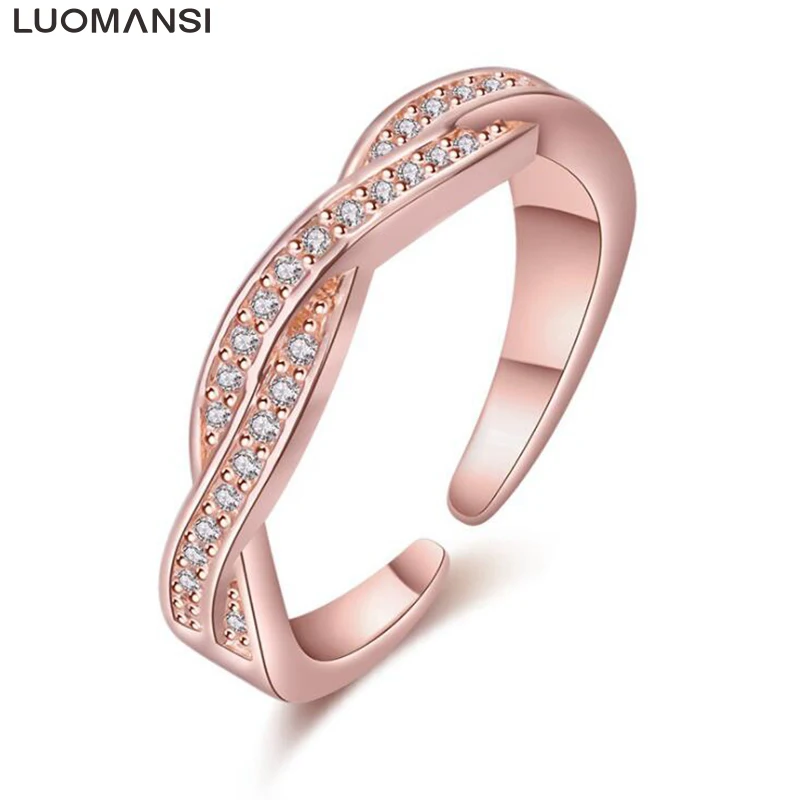 Luomansi New Cubic Zirconia Crystal Infinite Rings For Women Fashion Design Statement Ring Wedding Geometric Jewelry Wholesale | Украшения