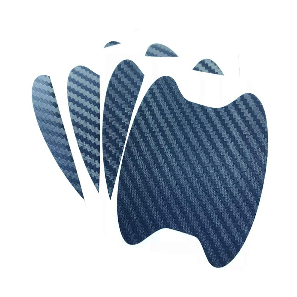 

4pcs Carbon Blue DIY Car Door Sticker Door Bowl Sticker Handle Protection Film Sticker Scratches Resistant Cover Car Accessories