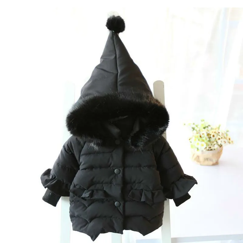 

Winter Jacket Girls Fur Hooded Baby Toddler Clothing Warm Coat Cotton-Padded Parka Thick Kids Children's Outwear 2-6 Years