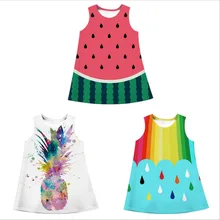 2019 Baby Girl Dress Watermelon Pineapple Print Summer Fashion Sleeveless Girl Clothes Children Vestidos Kids Dresses girls sleeveless dresses nova children clothes summer cotton girl dress nova kids animal print baby girl frocks clothes kid wear