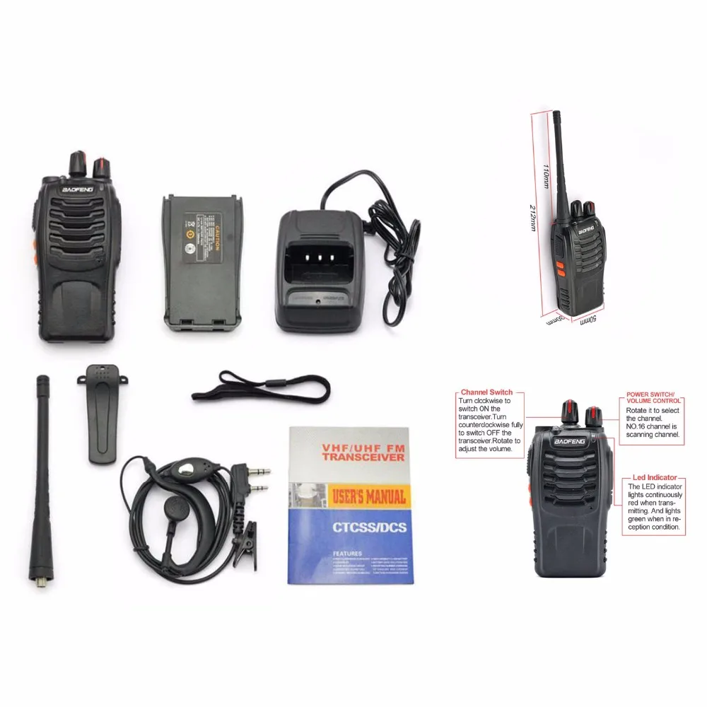 

BF-888s UHF 400-470 MHz Handheld,BaoFeng Two Way Ham Radio Portable,Portable Radio Comunicador Transmitter,1Pc/set