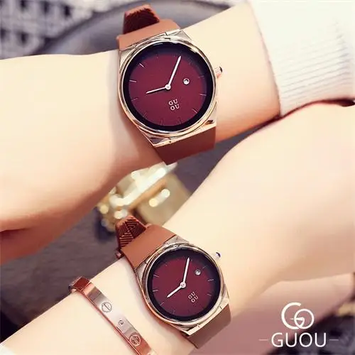 GUOU, женские часы, подлинные, модные, HK, бренд, высокое качество, женские часы, водонепроницаемые, сплав, кварцевые часы, женские, horloges vrouwen - Цвет: drown