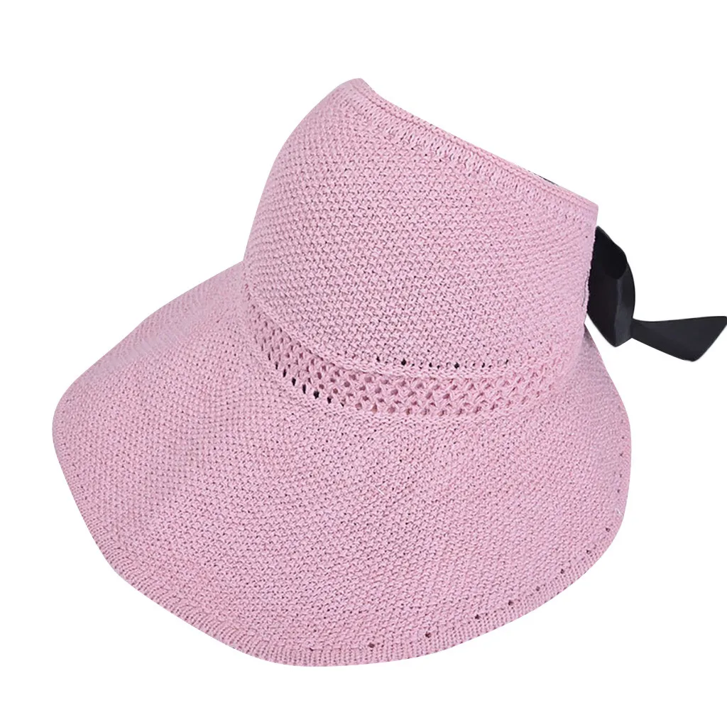 Pink Солнечные шляпы для женщин, складные хлопковые широкополые солнечные шляпы для женщин, УФ-защита, летняя одноцветная шляпа, уличная пляжная Солнцезащитная шляпа L0422 - Цвет: Pink