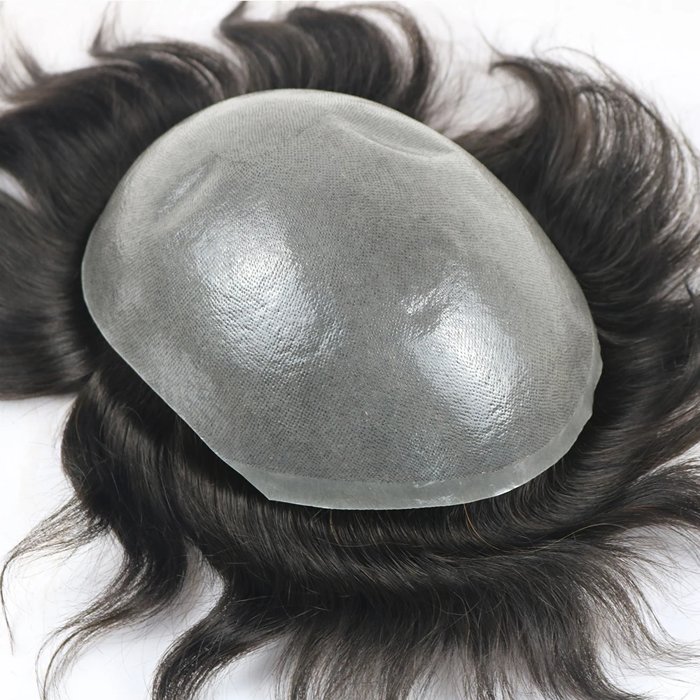 Природные мужской парик невидимые под обувью 0,06-0,08 мм тонкой кожи в виде узла мужские накладки из искусственных волос системы замещения