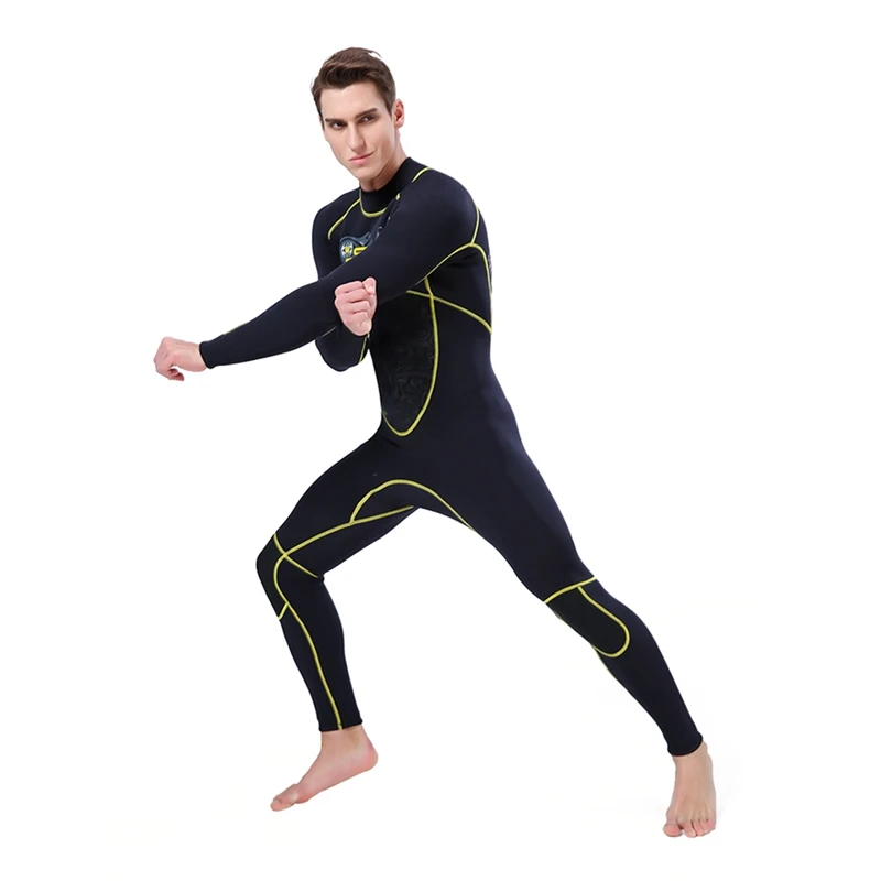 3 мм купальник Дайвинг костюм купальник для взрослых с длинным рукавом цельный полный корпус термальный Плавание Серфинг Мужская спортивная одежда Купальники
