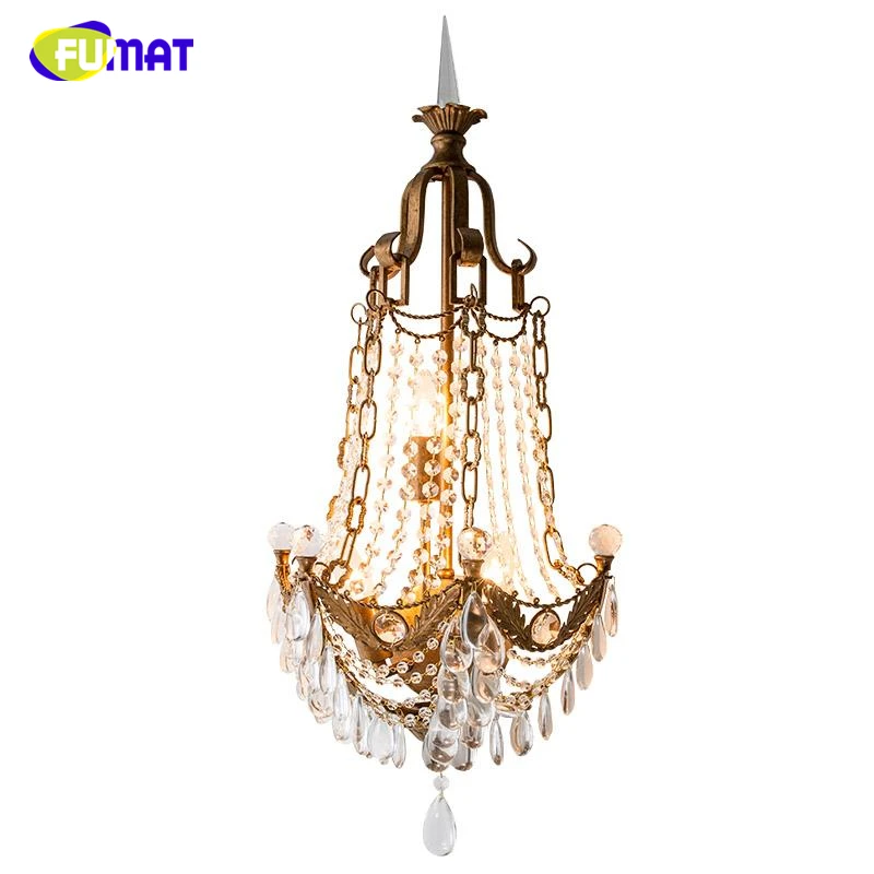 FUMAT American K9 Crystal Wall Lamps Sconce For Living Room European style Metal Vintage Antique Brass Nodric LED Wall Light FUMAT American K9 Crystal Wall Lamps Sconce For Living Room European style Metal Vintage Antique Brass Nodric LED Wall Light