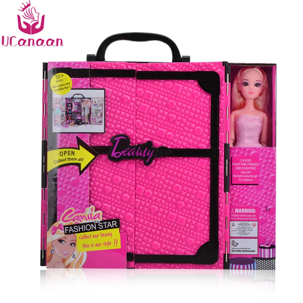 UCanaan أزياء النهائي خزانة دمية أزياء الأميرة لعب مع الملابس اللباس خزانة دمية طقم هدايا للأطفال