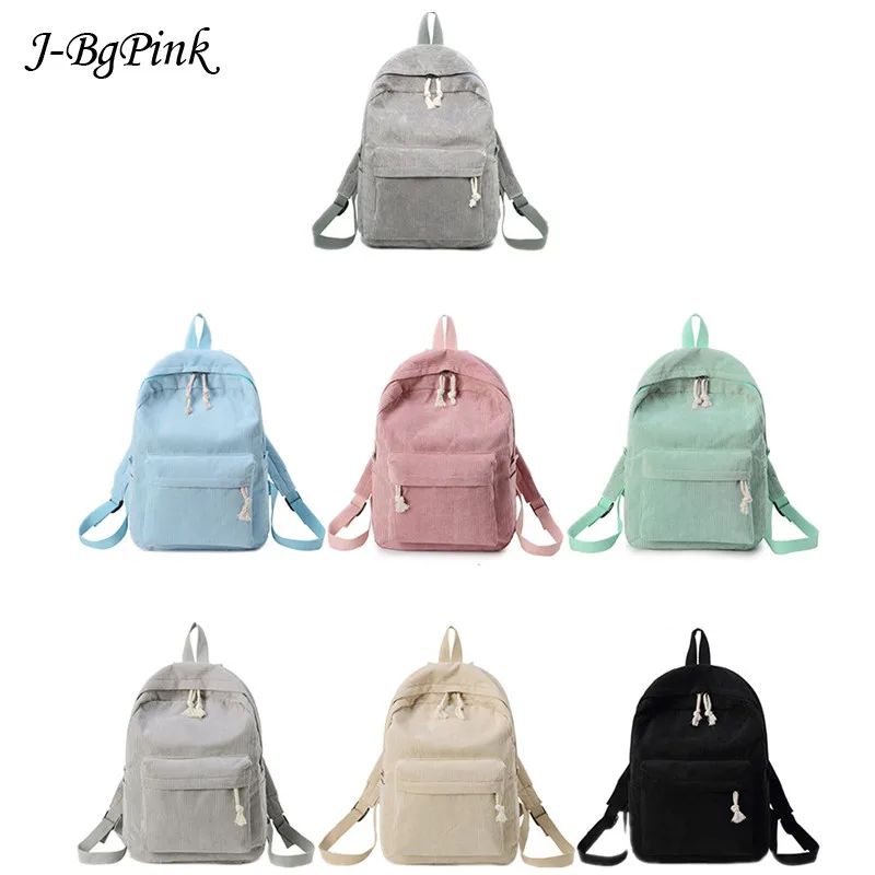 

2019 new Exquisite Soft Fabric Backpack Female Corduroy Backpack Design School For Teenage Girls Women Striped Backpack