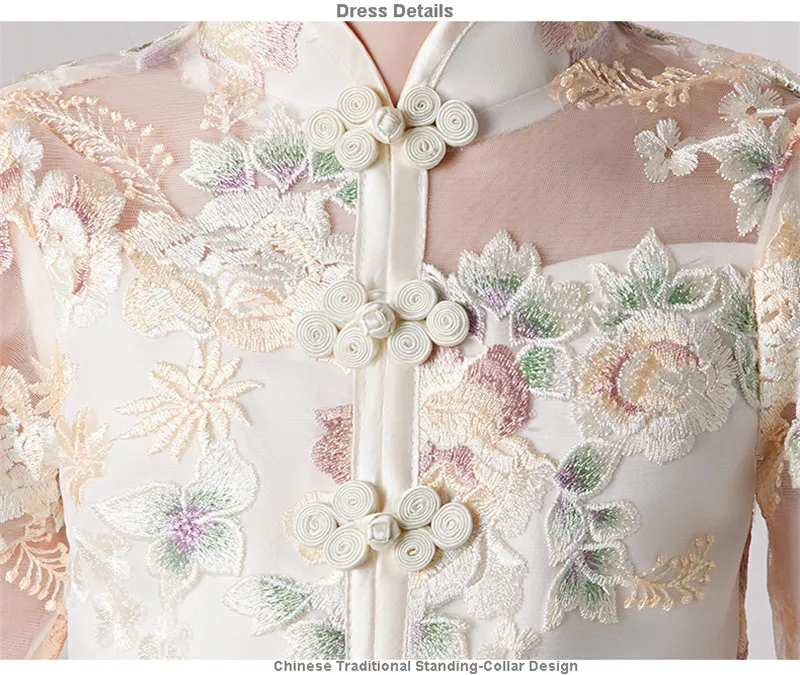 Детская Китайская традиционная Вышивка Цветы Cheongsam длинный костюм платье Дети подростков вечерние рояль guzheng Tang платье