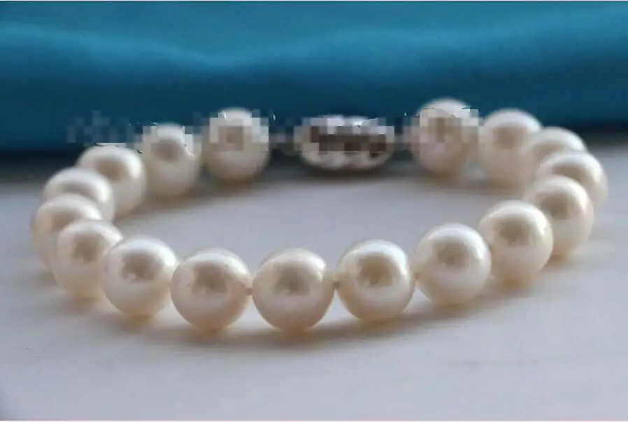 

Free shipping hot sale Women Bridal Wedding Jewelry >>8" Genine Natural 12mm White Round Pearl Bracelet 925silver #f2597