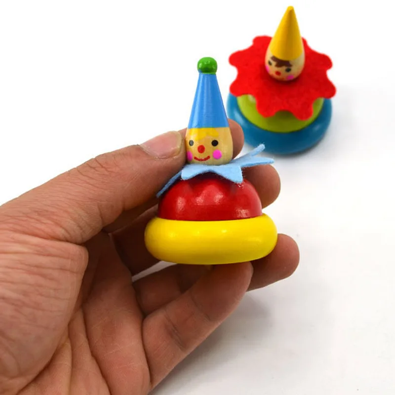 Painted Clown Spinning Tops Puzzle Children Wooden Toys Funny Fun Toys Children's Educational Toys Color Random Painted Clown Spinning Tops Puzzle Children Wooden Toys Funny Fun Toys Children's Educational Toys Color Random
