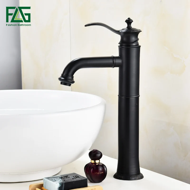 

FLG Bathroom Sink Mixer Tap Water Tap ORB Single Handle Bathroom Vanity Basin Faucet Hot and Cold Water Black Faucets