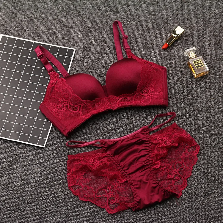 Red/Royal blue Sexy thin lace bra set underwear comfortable skin women