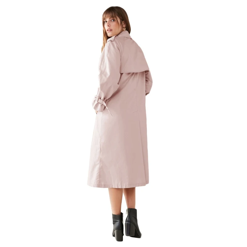 HDY Haoduoyi Brand 2018 Women Two Colors Green/Pink Elegant Trench Coats Lace Up Office Lady Slim Outwears Buttons Coats Lady