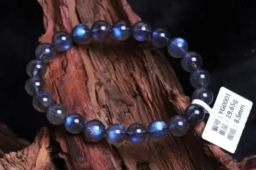 

Top Quality Natural Labradorite Blue Light Crystal Round Beads Bracelet Women Necklace 7mm 8mm 9mm Moonstone Stone AAAAA