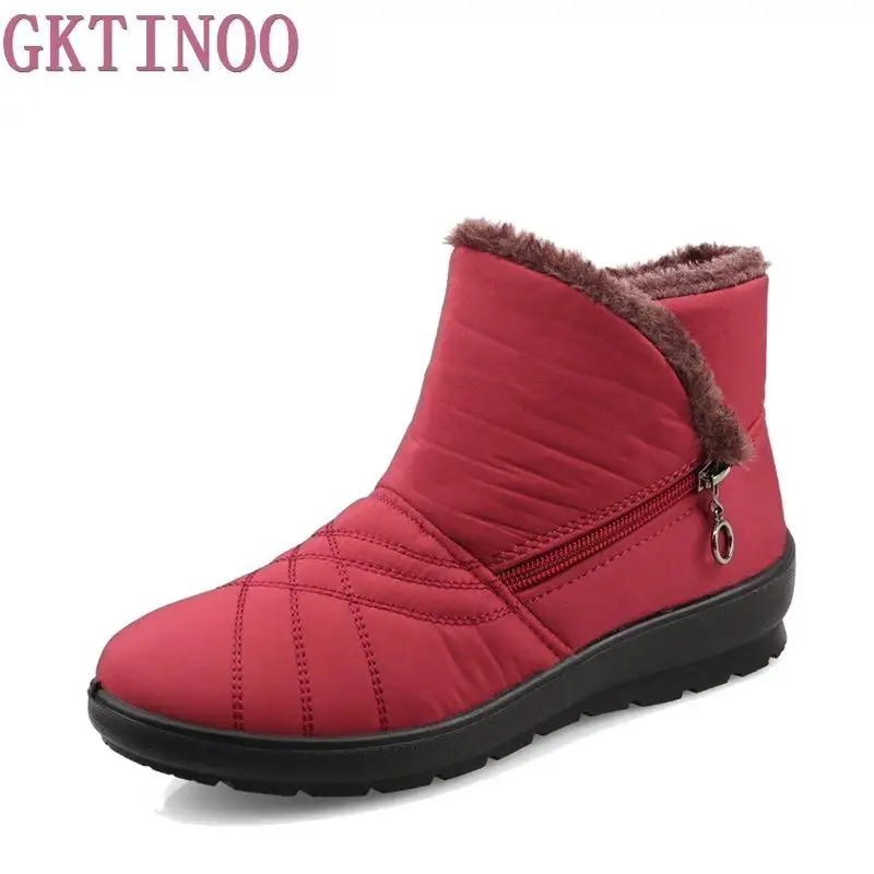

GKTINOO New 2018 winter casual snow boots waterproof women ankle boots thermal flat slip-resistant fashion winter shoes woman