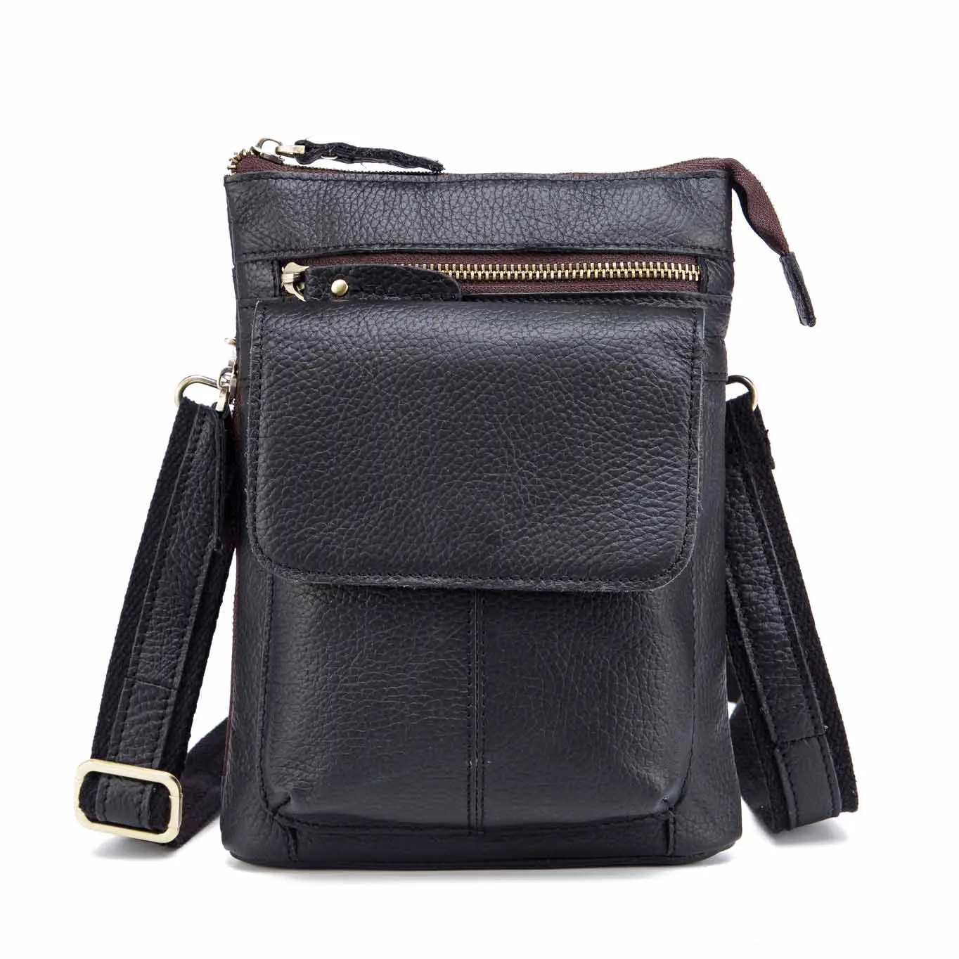 Оригинальная кожаная мужская дизайнерская сумка-мессенджер через плечо, Повседневная модная сумка 1" планшет, школьная Студенческая сумка 611-17c - Цвет: black