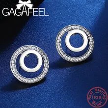 GAGAFEEL, роскошные, S925 Серебряные Круглые серьги-гвоздики для женщин, серебряные ювелирные изделия, подлинные, 925 пробы, серебряные, OL стильные серьги, подарок