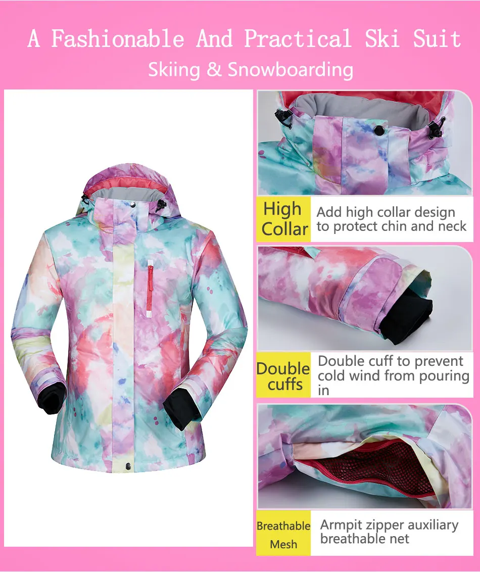 Новинка года Высокое качество для женщин лыжный костюм зимняя женская зимняя куртка и брюки для девочек водонепроница