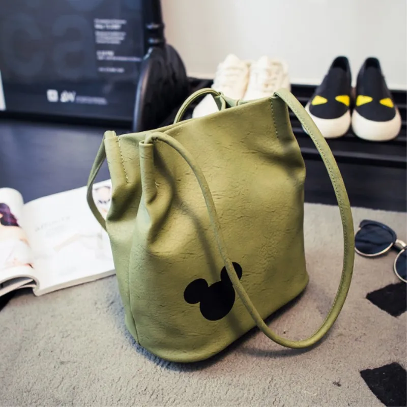Women Handbag PU Leather Organizer Small Bucket Bag Messenger leather handbag,pu handbag,denim bucket bag